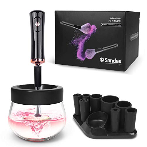 AUKUYEE Makeup Brush Cleaner, Electric Makeup Brush Cleaner and Dryer, Super Fast with 8 Rubber Collars Tools, Quickly & Deep Cleaning TM37