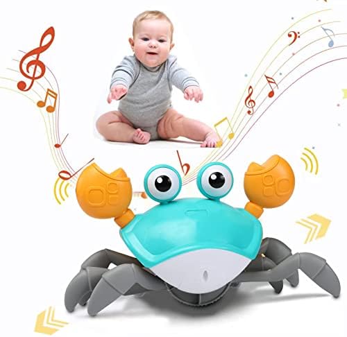 XONTEUS Crab Toys for Babies - Tummy Time Toy with Intelligent Sensor Crawl Music & Lights Infant Toy for 6-12 12-18 Months,1st Birthday Gifts, Toddler Toys for 1 2 Year Old Boy Girl