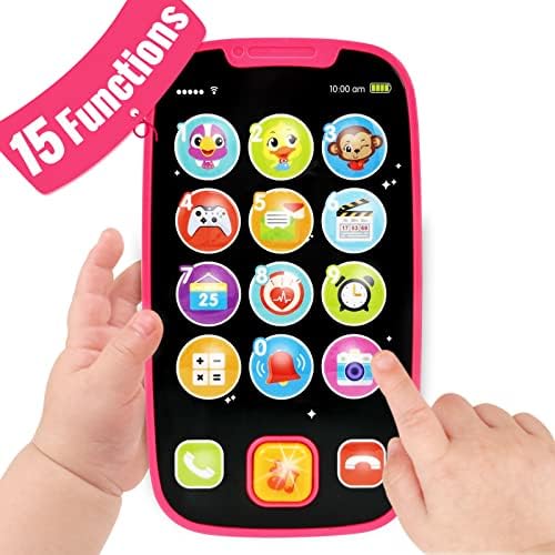 Toys for 1 Year Old Girl, 15 Functions 1 Year Old Girl Toys for 1 + Year Old Girl, Baby Girl Kids Toy Phone, Baby Toys 12-18 Months Baby Toys 6-12 Months+, 1 Year Old Toys 2 Year Old Girl Toys-Pink