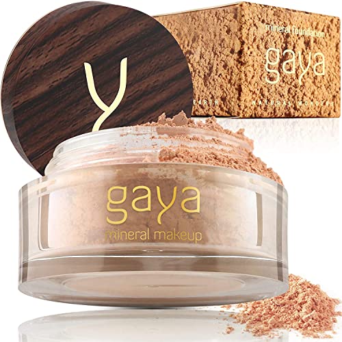 Vegan Mineral Powder Foundation Light to Full Coverage, Natural Foundation for Natural-Looking, Mica Mineral Foundation, Cruelty Free, No Chemicals by Gaya Cosmetics (MF2)