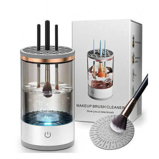 Aklimida Electric Make Up Brush Cleaner Spinner,3 In 1 Automatic Spinner Brushly Pro Women Portable Make-Up Brush Cleaner Dryer Dust-Proof for All Size Beauty Makeup Brushes Set Quick Dry Tool