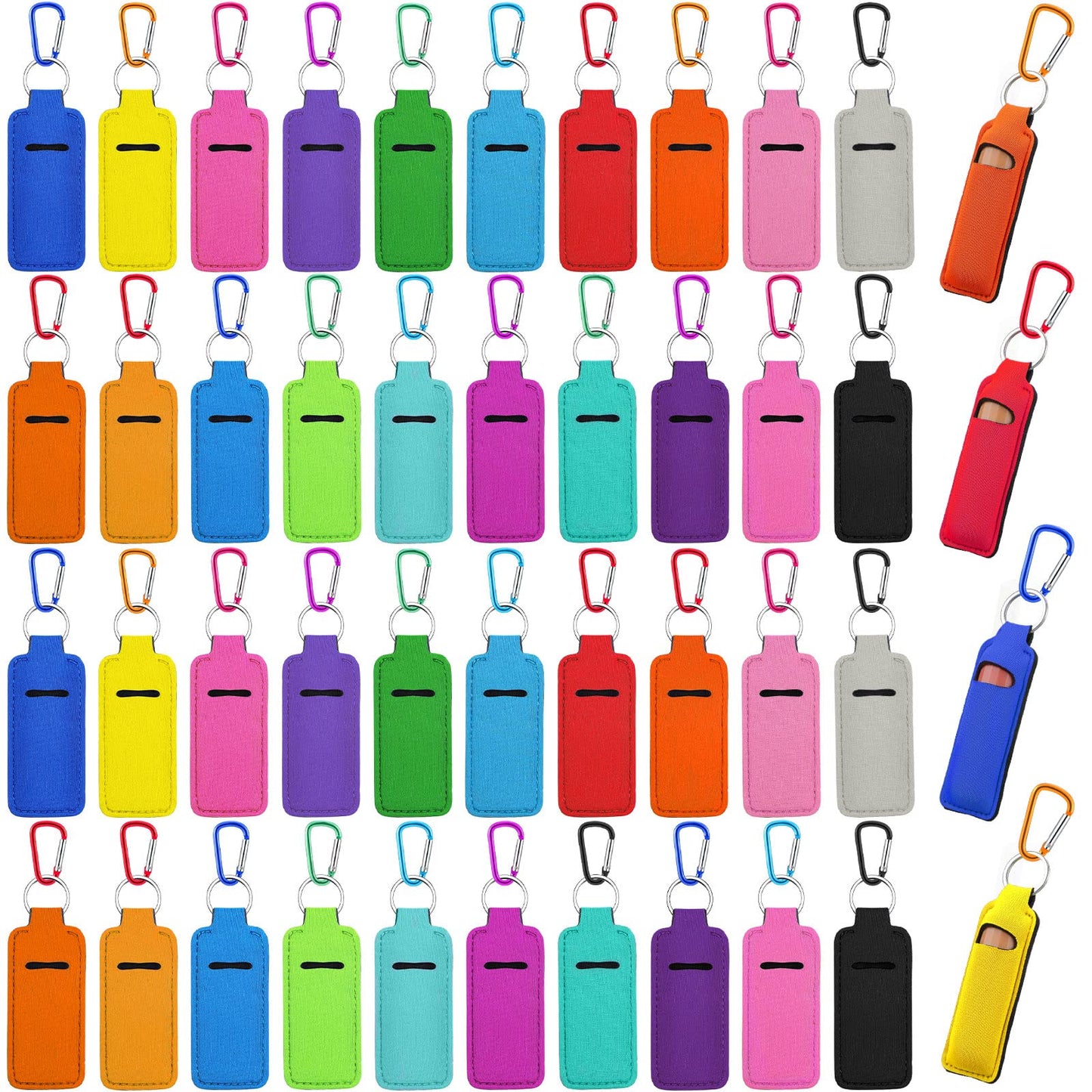 Tudomro 40 Pack Lipstick Keychain Holder with Clip Portable Lipstick Holder Keychain Colorful Lip Holder for Women (Multicolor Clips)