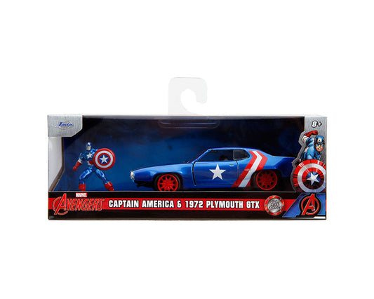[PRE-ORDER] Jada Hollywood Rides - Marvel - 71 Plymouth Gtx W/ Captain America Fig 1/32 Die-cast