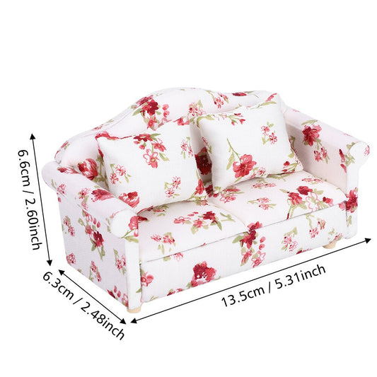 1/12 Miniature Sofa Simulation Dollhouse Sofa Living Room Furniture Children Doll House DIY Pretend Play Role Toys