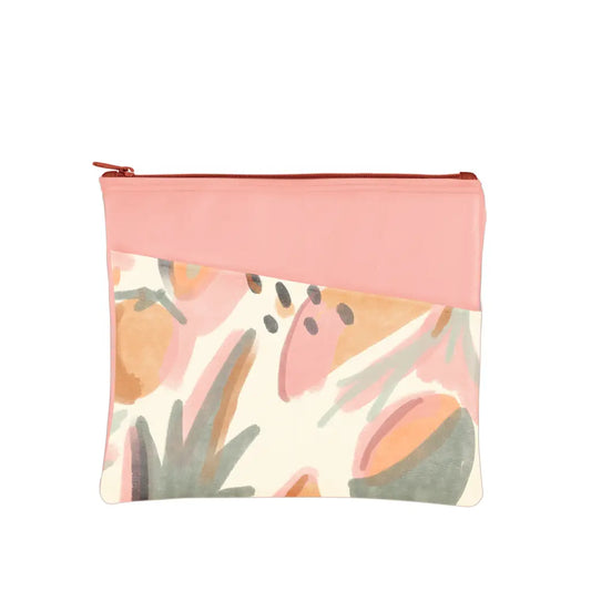 Vegan Leather Color Block Makeup Pouch